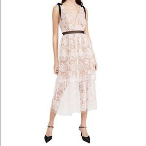 Self Portrait Starlet Rose Lace Midi Dress Pink